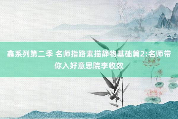 鑫系列第二季 名师指路素描静物基础篇2:名师带你入好意思院李收效