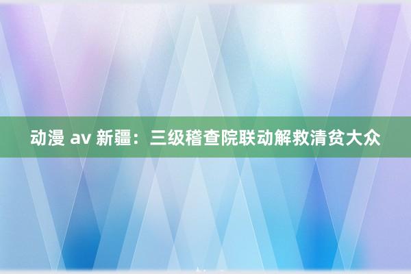 动漫 av 新疆：三级稽查院联动解救清贫大众