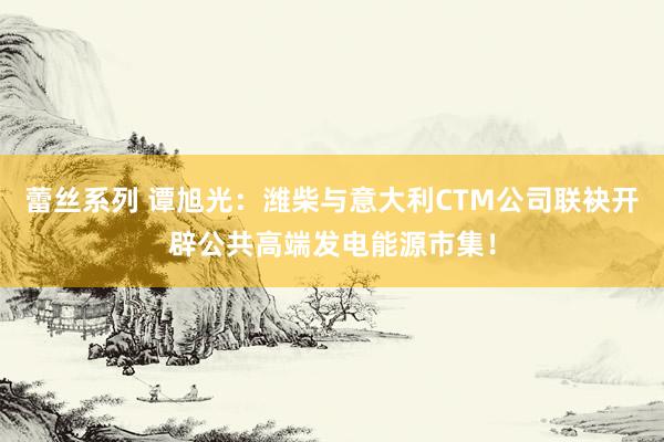 蕾丝系列 谭旭光：潍柴与意大利CTM公司联袂开辟公共高端发电能源市集！