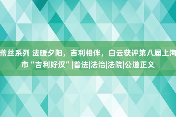 蕾丝系列 法暖夕阳，吉利相伴，白云获评第八届上海市“吉利好汉”|普法|法治|法院|公道正义